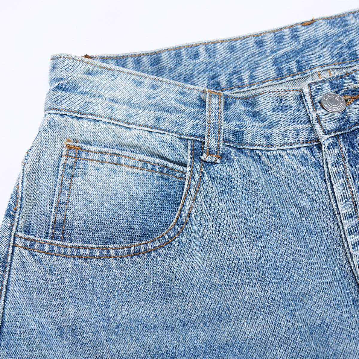 Relaxed Fit Wide Leg Denim Jeans Vintage Washed