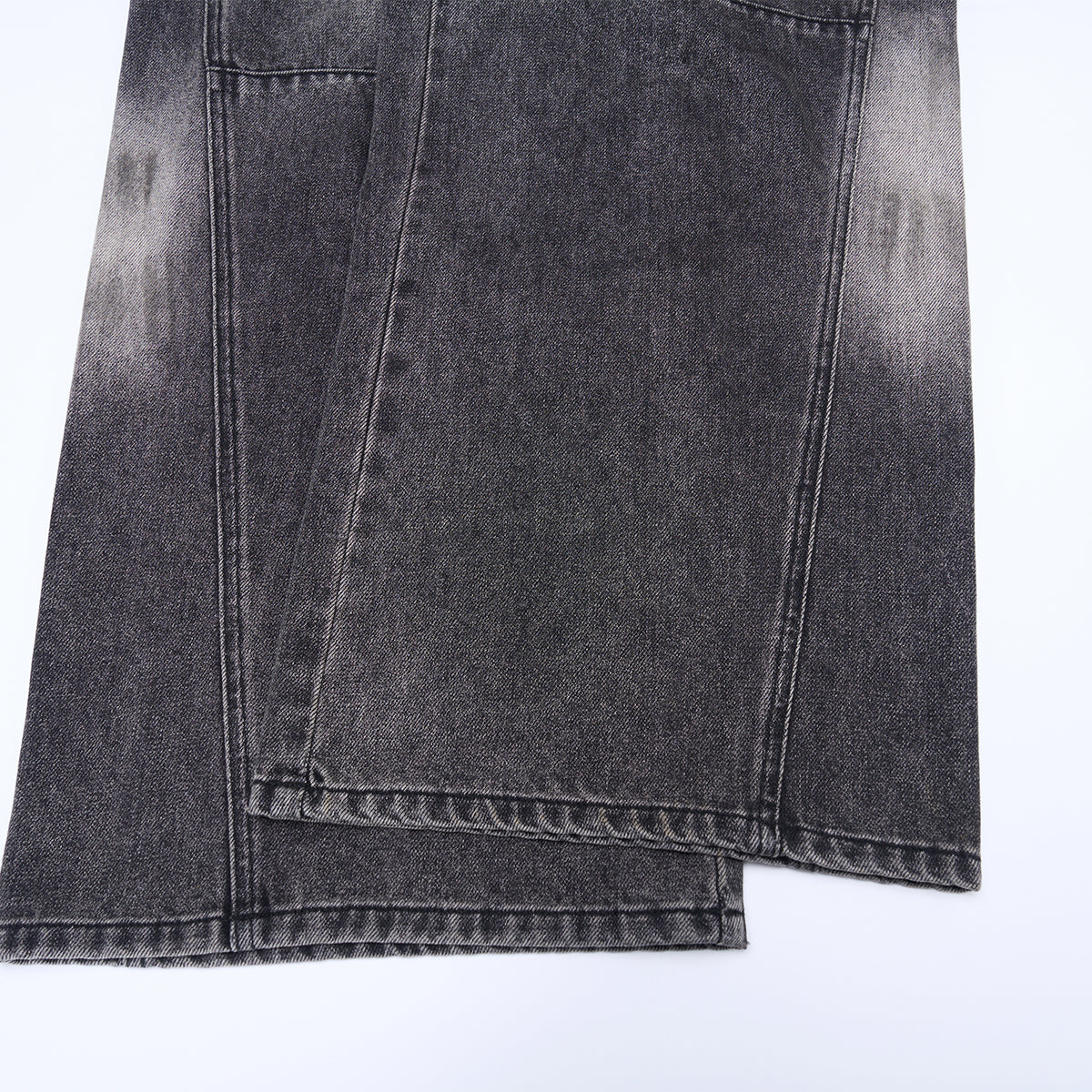 Charcoal Grey Wide-Leg Vintage Washed Jeans