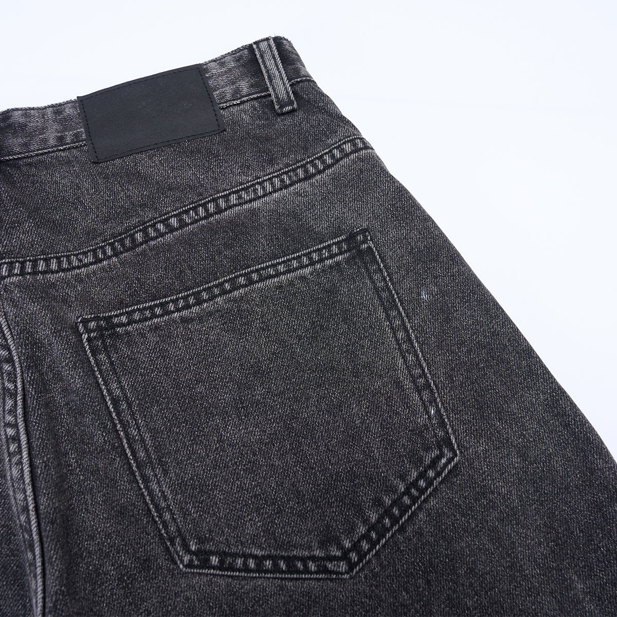 Charcoal Grey Wide-Leg Vintage Washed Jeans