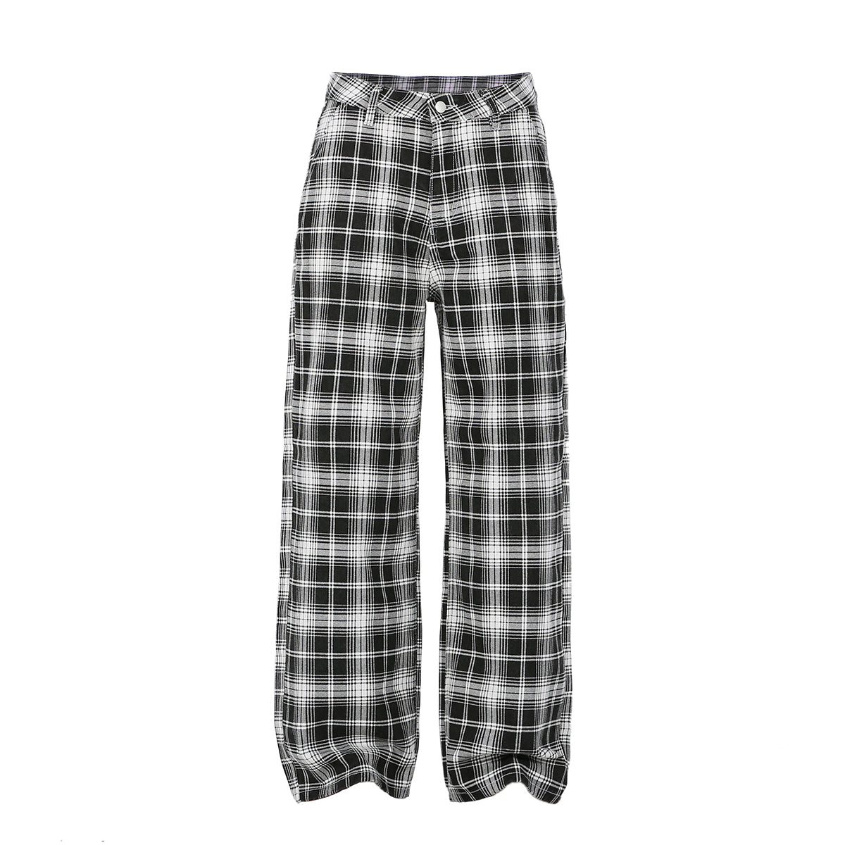 Unisex Straight Leg Plaid Trousers-INNBLAC Fashion Apparel