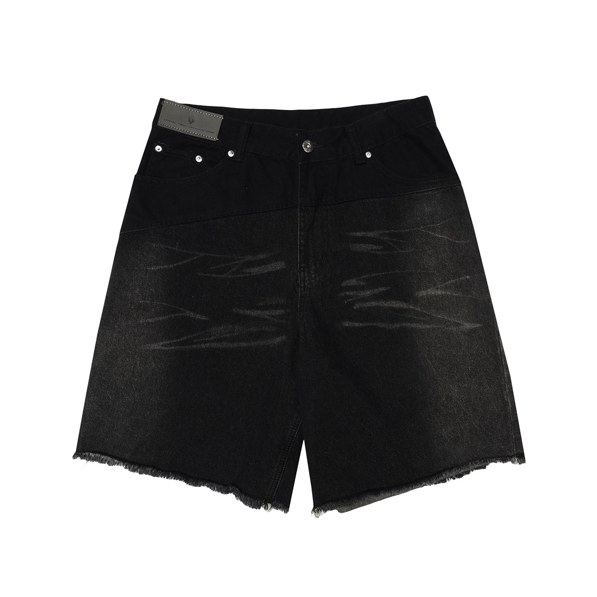 Black Raw Edge Short Jeans