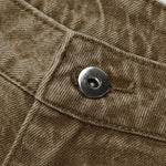 Khaki Faded Rough Edge Denim Shorts