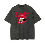 Bloodykiss Graphic Washed T Shirt-INNBLAC Fashion Apparel