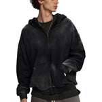 Brush Paint Double Slider Zip Hoodie-INNBLAC Fashion Apparel