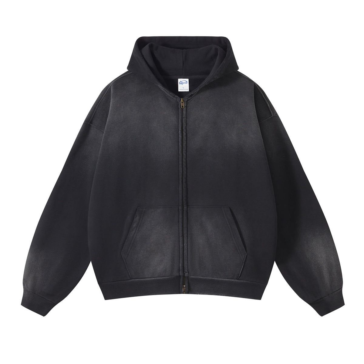 Brush Paint Double Slider Zip Hoodie-INNBLAC Fashion Apparel