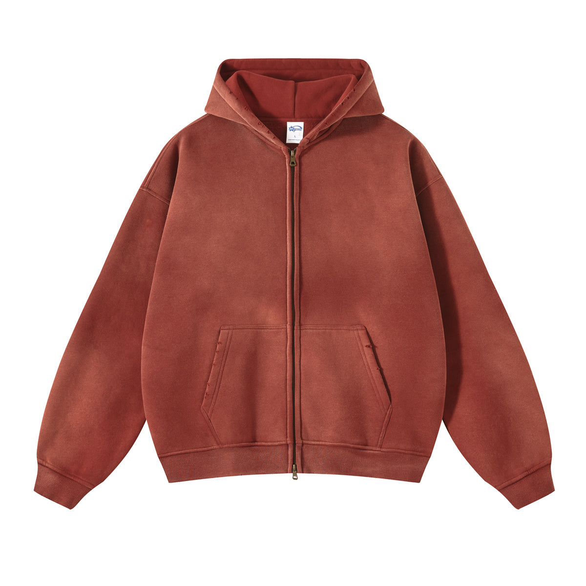 Distressed Double Slider Zip Hoodie-INNBLAC Fashion Apparel