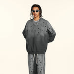 Dot Paint Faded Sweatshirt-INNBLAC Fashion Apparel