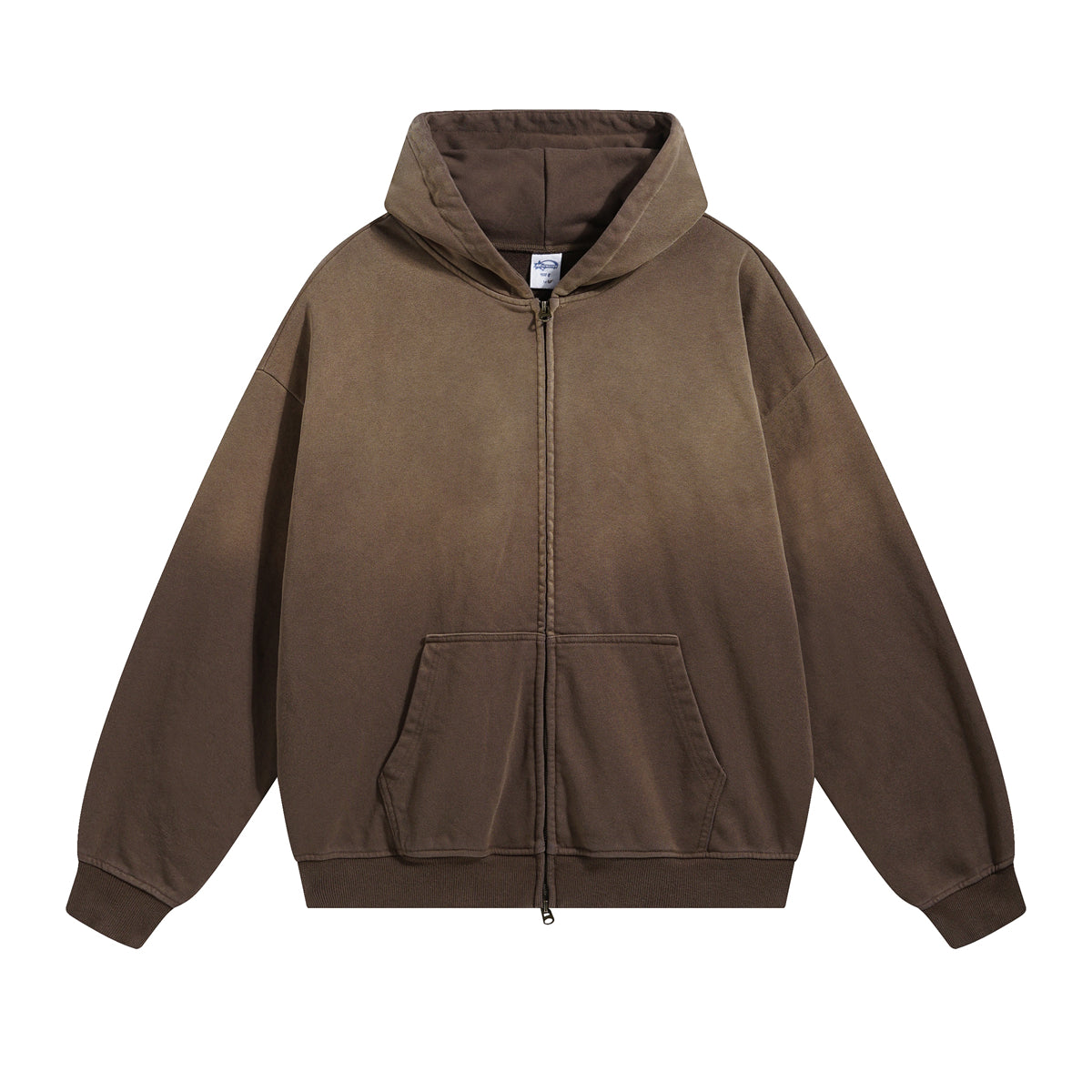 Faded Double Slider Zip Hoodie-INNBLAC Fashion Apparel