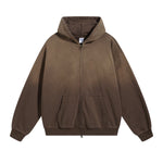 Faded Double Slider Zip Hoodie-INNBLAC Fashion Apparel