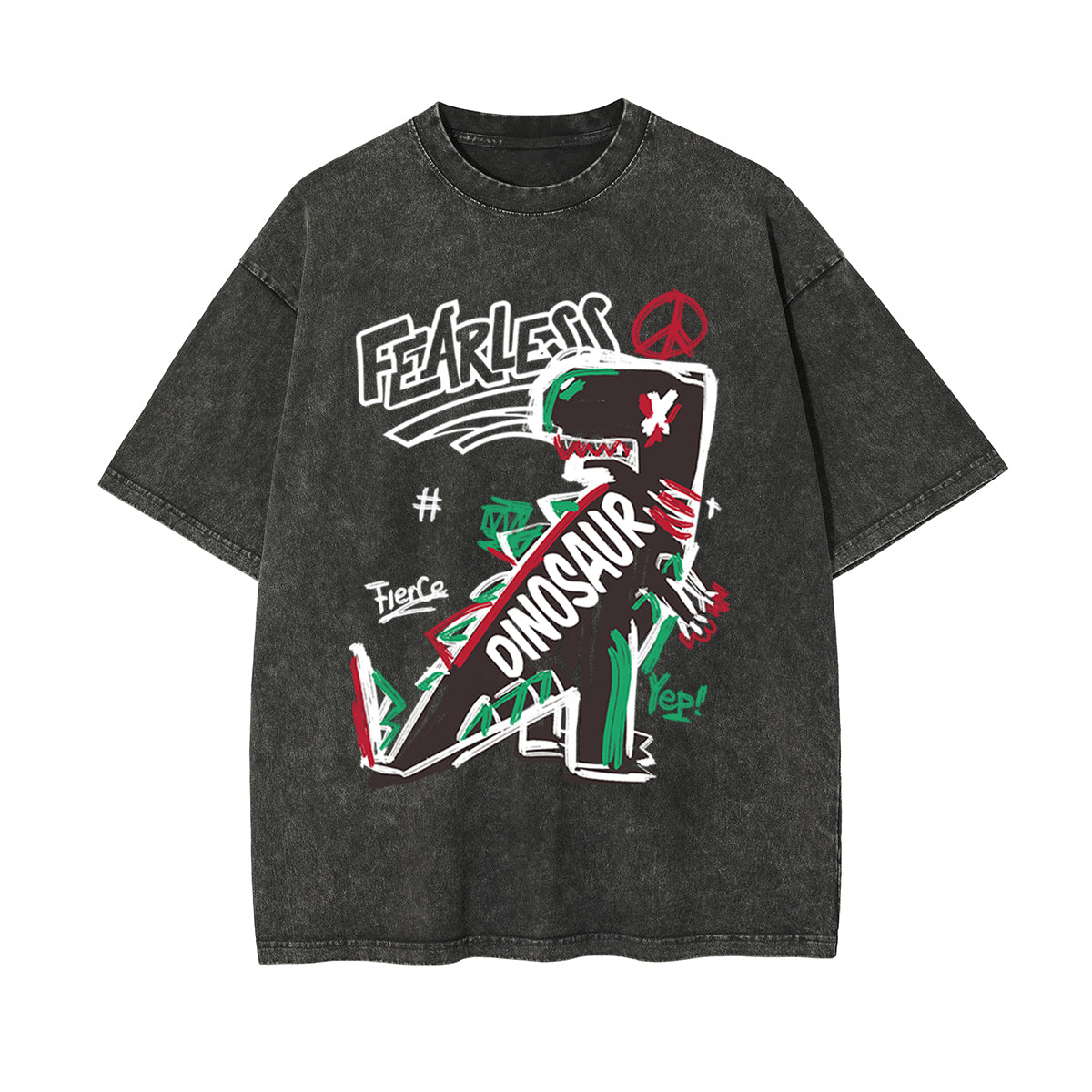 Fearless Dinosaur Graffiti T Shirt-INNBLAC Fashion Apparel