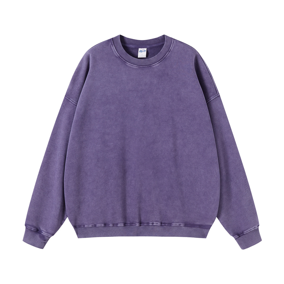 Washed Faded Crew Neck Sweatshirt-INNBLAC Fashion Apparel