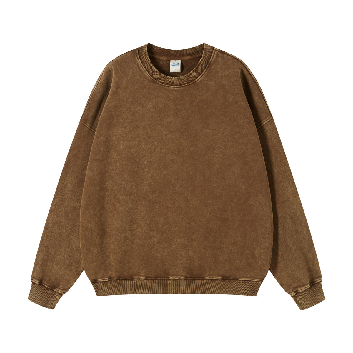 Washed Faded Crew Neck Sweatshirt-INNBLAC Fashion Apparel