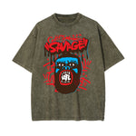 Funny Savage Stone Wash Graphic Tee-INNBLAC Fashion Apparel