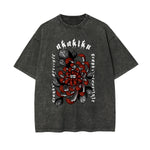 Gothic Flower Graphic Washed Tee-INNBLAC Fashion Apparel