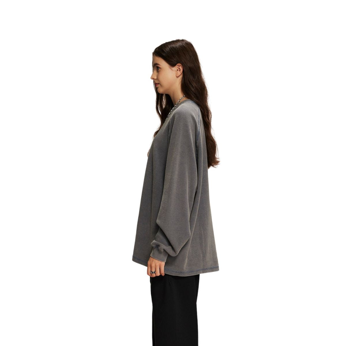 Women's Heavyweight Waffle-knit Long Sleeve T Shirt-INNBLAC Fashion Apparel