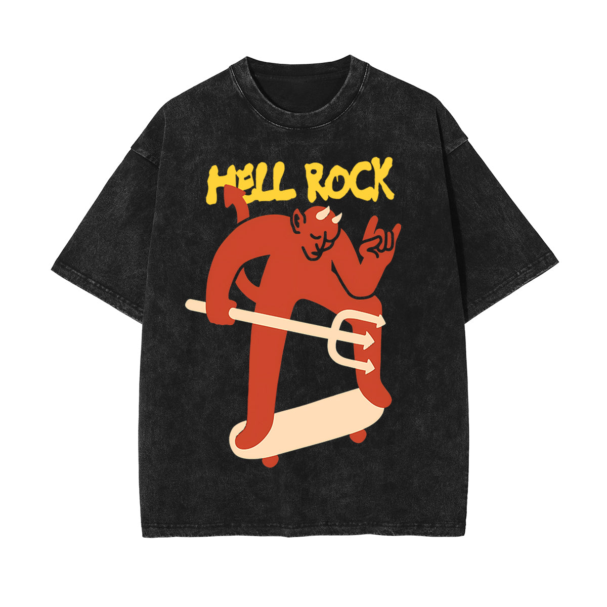 Hell Rock Washed Graphic Tee-INNBLAC Fashion Apparel