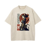 Japanese Kanji Samurai Graphic Washed Tee-INNBLAC Fashion Apparel