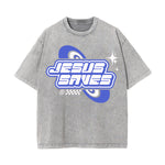 Jesus Saves Christian Y2K Graphic Tee-INNBLAC Fashion Apparel