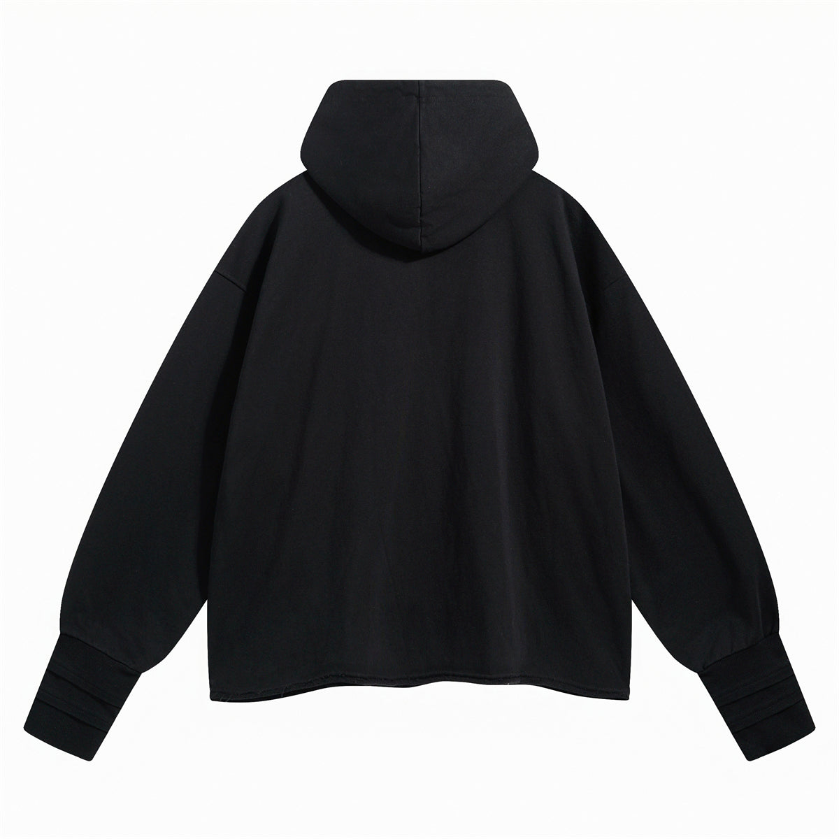 Raw Edge Hem Thumb Holes Hoodie-INNBLAC Fashion Apparel