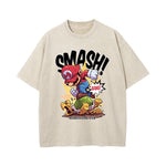 Smash Game Graphic Washed Tee-INNBLAC Fashion Apparel