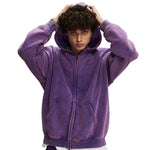 Washed Double Slider Zip Hoodie-INNBLAC Fashion Apparel