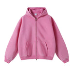 Washed Double Slider Zip Hoodie-INNBLAC Fashion Apparel