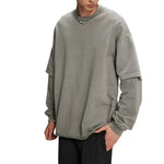 Distressed Hem Mock Two Piece Sweatshirt-INNBLAC Fashion Apparel