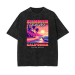 Stone Wash Summer Vacation Pattern Tee