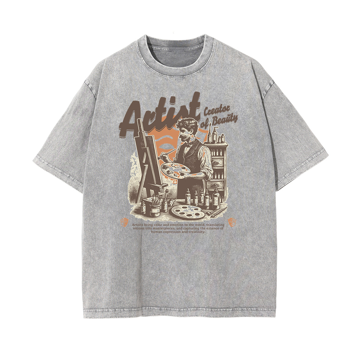 Abstract Artistic Stone Wash Graphic Tee