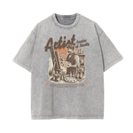 Abstract Artistic Stone Wash Graphic Tee