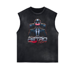 Distressed Sleeveless Sci-Fi & Futurism Pattern Tee