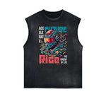 Distressed Sleeveless Sci-Fi & Futurism Pattern Tee