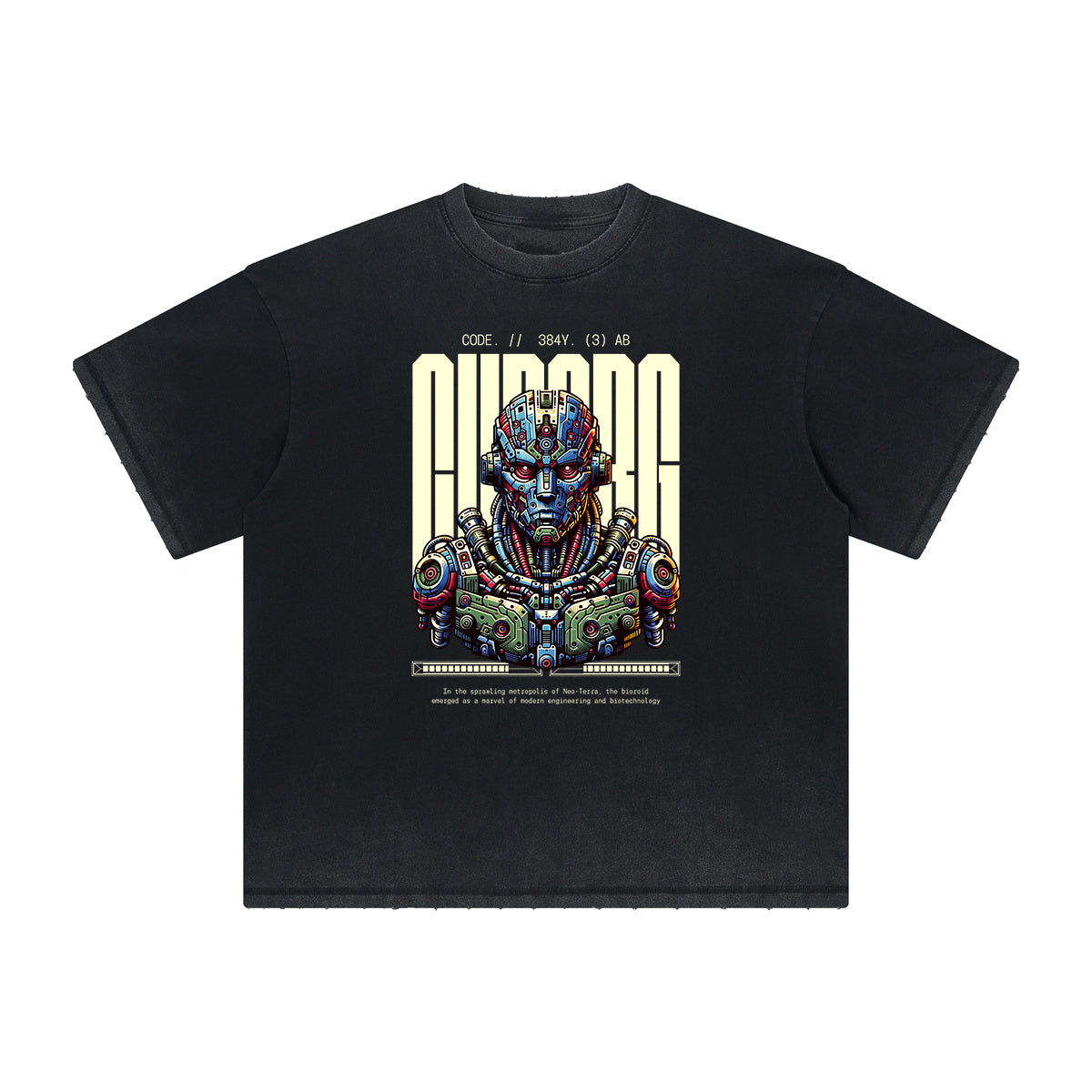 Vintage Frayed Sci-Fi & Futurism Pattern Tee