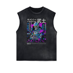 Distressed Sleeveless Sci-Fi & Futurism Pattern Tee