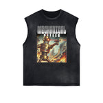 Distressed Sleeveless Sci-Fi & Futurism Pattern Tee