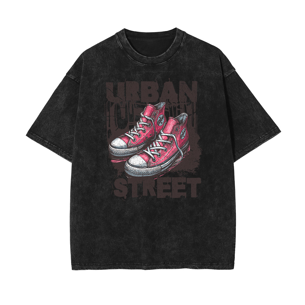 Washed Street Fashion Graphic Cotton Tee