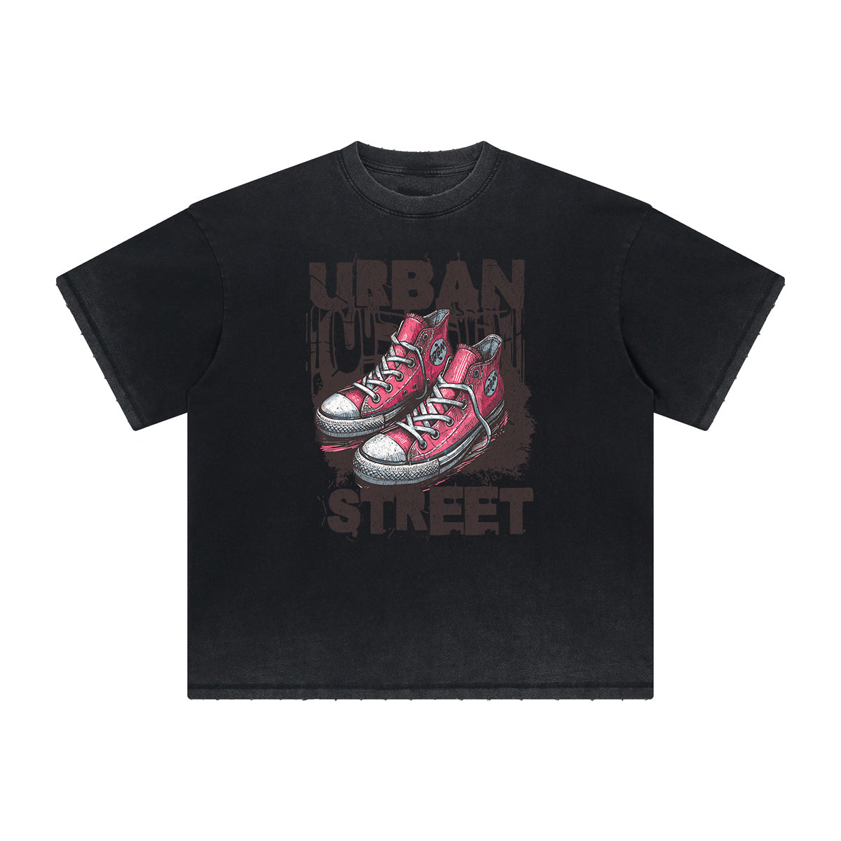 Thick Faded Street Fashion Graphic Tee