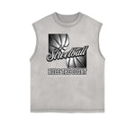 Distressed Sleeveless Street Fashion Pattern Tee