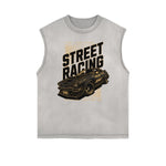 Distressed Sleeveless Street Fashion Pattern Tee