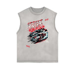 Distressed Sleeveless Street Fashion Pattern Tee