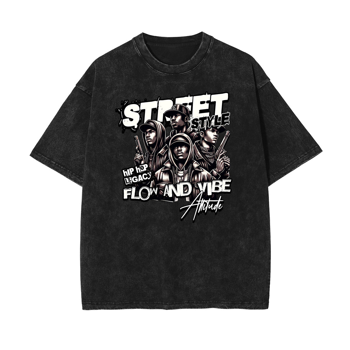 Washed Street Fashion Graphic Cotton Tee