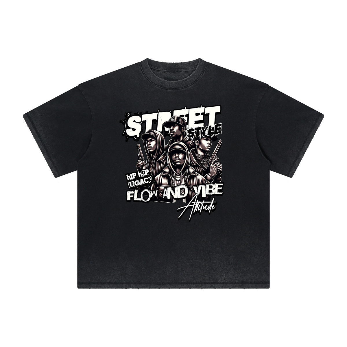 Thick Faded Street Fashion Graphic Tee