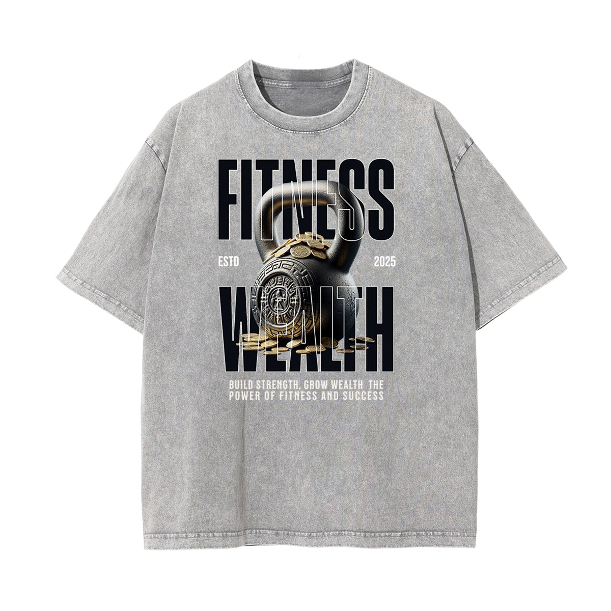 Stone Wash Fitness Pattern T Shirt