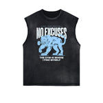 Distressed Sleeveless Fitness Pattern Tee