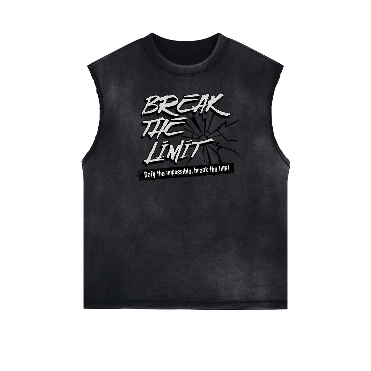 Distressed Sleeveless Fitness Pattern Tee