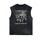 Distressed Sleeveless Fitness Pattern Tee