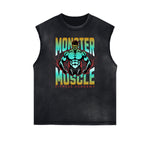 Distressed Sleeveless Fitness Pattern Tee