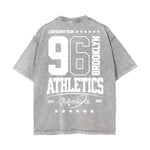 Retro Sporty Style Stone Wash Graphic Tee