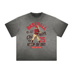 Retro Sporty Style Thick Faded Graphic Tee