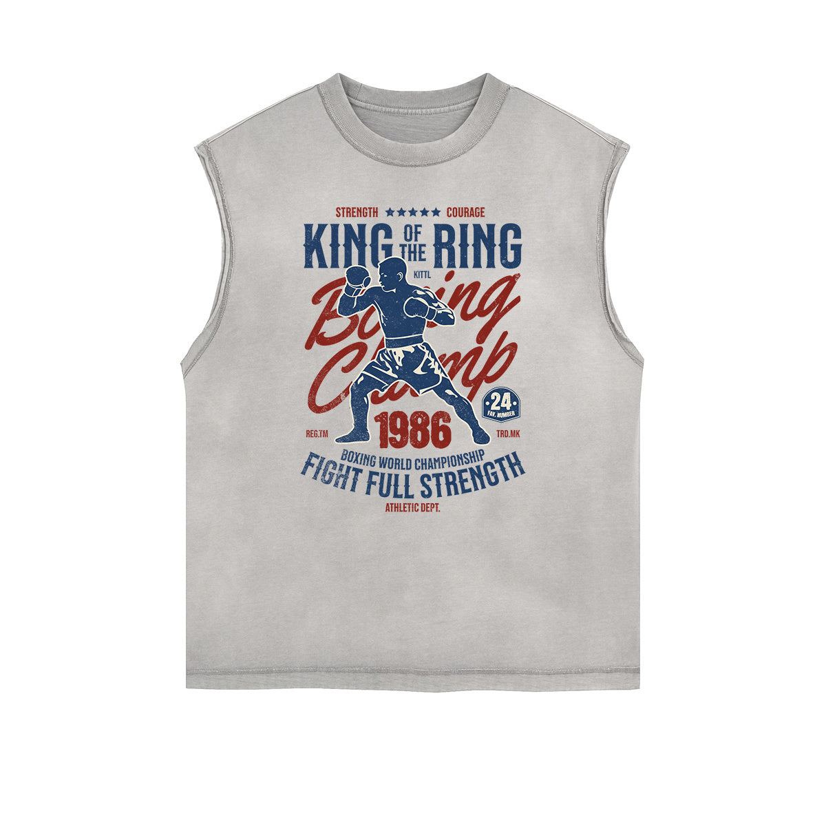 Retro Sporty Style Distressed Sleeveless Pattern Tee